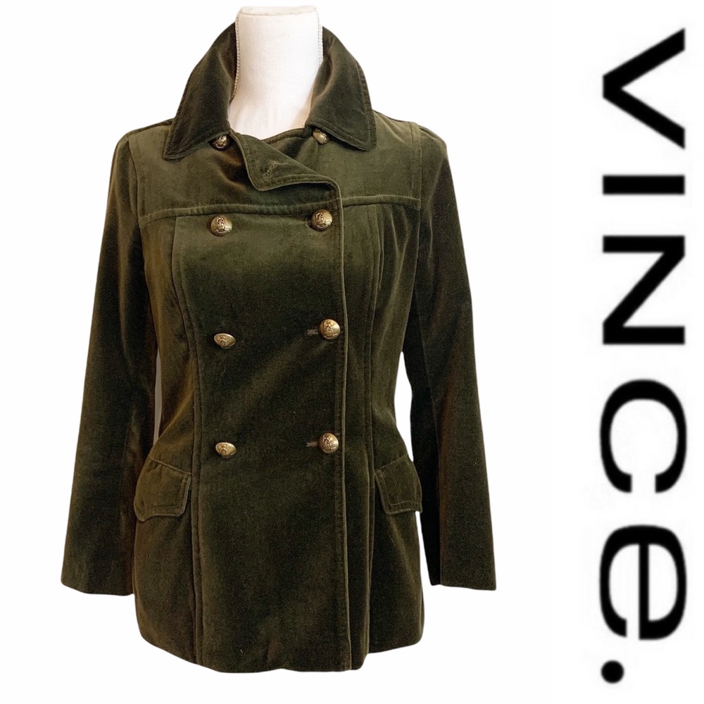 Vince Moss Green Velvet Peacoat Blazer